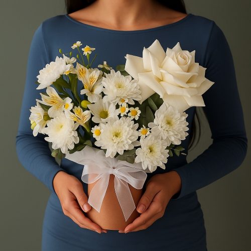 Цветы в коробке «Белая снежность»