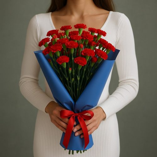 Букет из Гвоздик «Красная гармония»